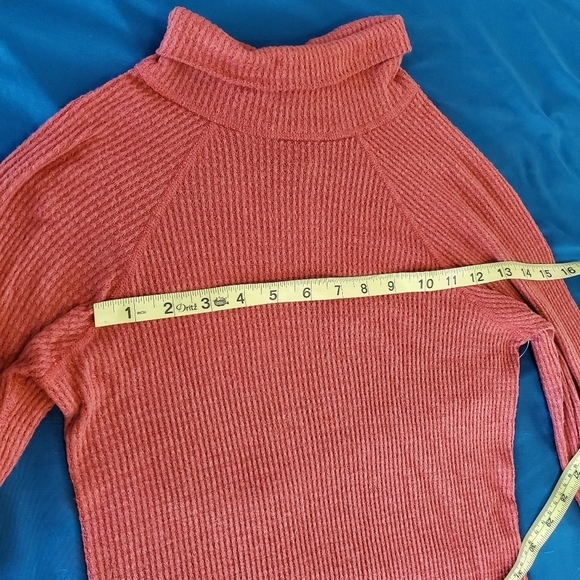 Free People New Burnt Orange Fall Long Sleeve Turtle Neck Ribbed Bodysuit L - Picture 4 of 6